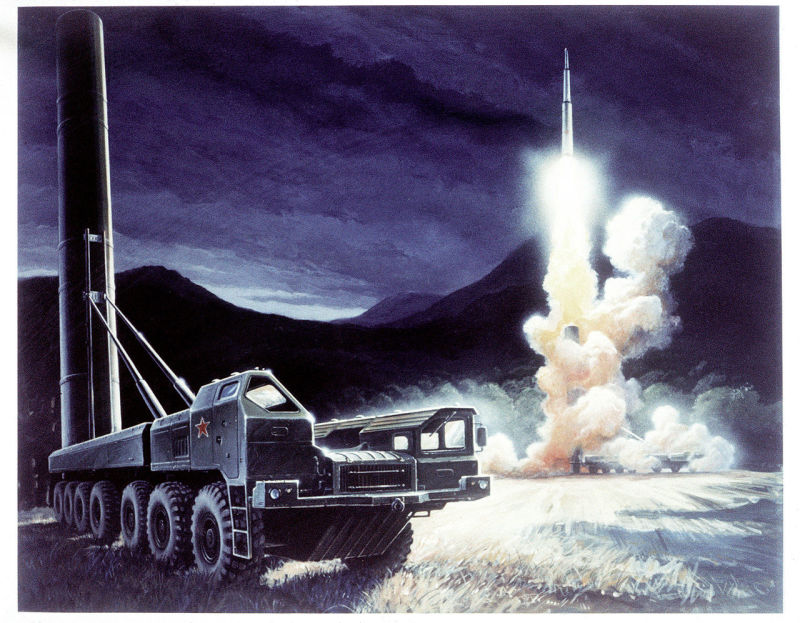 Ilustración de un camión/plataforma de misil ruso, por el Departamento de Defensa de los Estados Unidos.